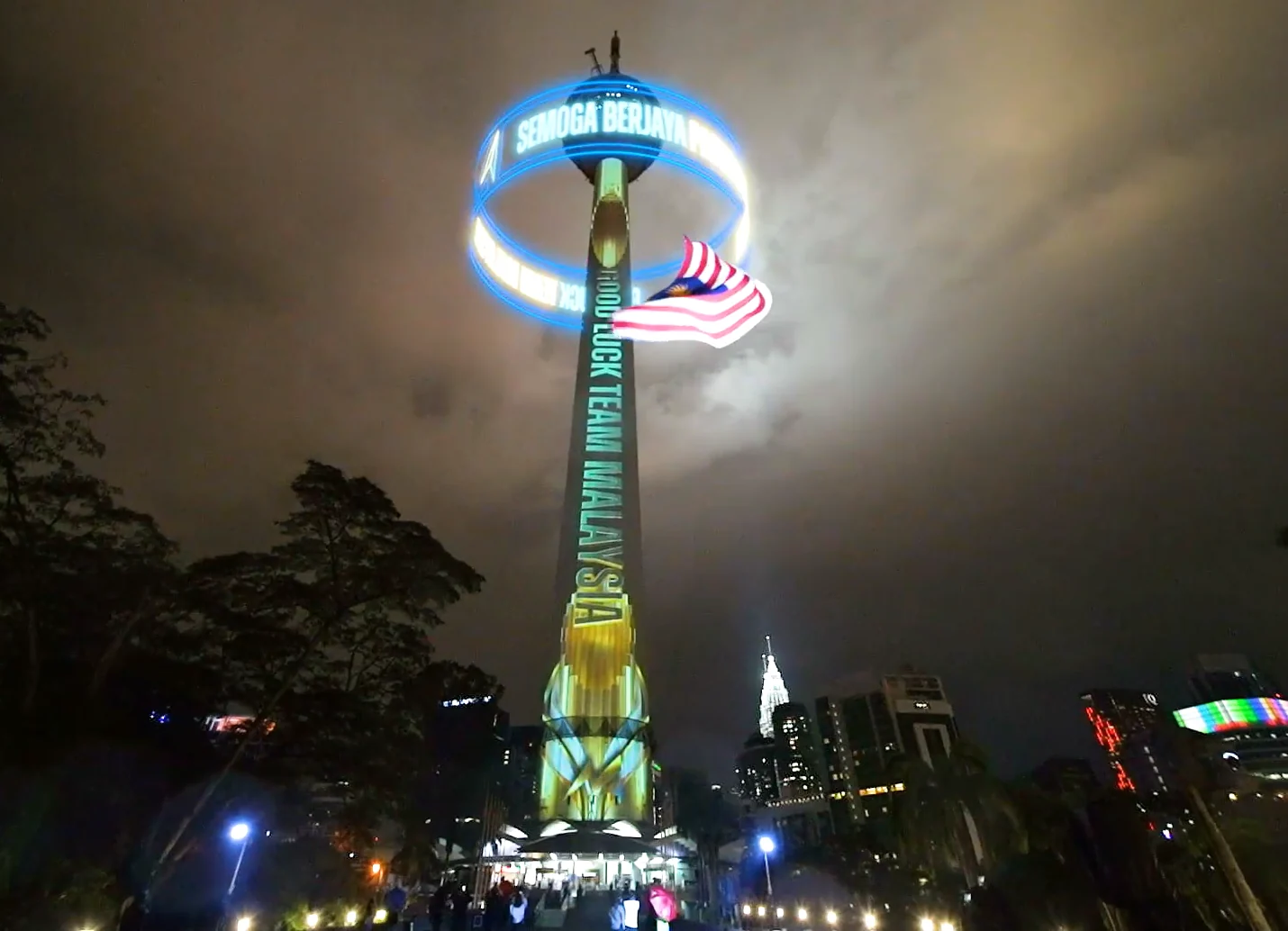 Malaysia proudly displays their support for Team HAQ and TODAK on the KL tower!